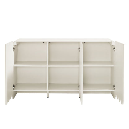 Dahlia fluted scalloped sideboard cabinet, white interior with cubby shelves HouseOfZazla on Tampa Home & Garden Store