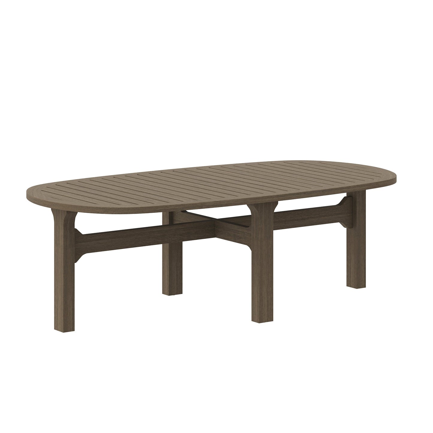 Saratoga Oval Teak Wood Outdoor Coffee Table with slatted top in brown on Tampa Home & Garden Store