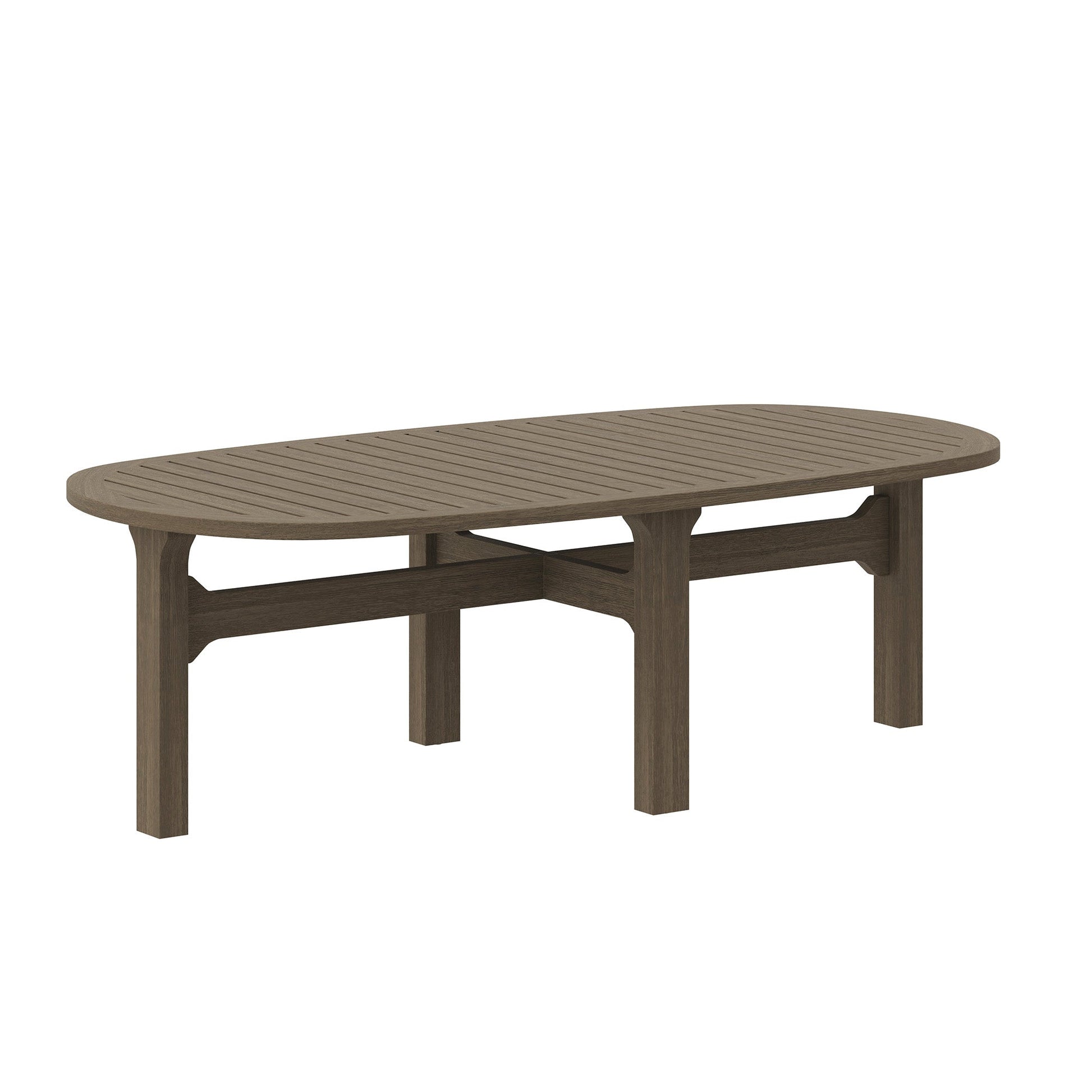 Saratoga Oval Teak Wood Outdoor Coffee Table with slatted top in brown on Tampa Home & Garden Store