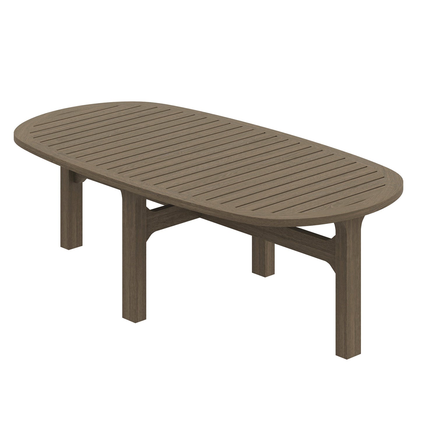 Saratoga Oval Outdoor Teak Wood Coffee Table with slatted top in brown teak finish on Tampa Home & Garden Store
