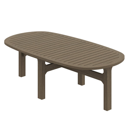 Saratoga Oval Outdoor Teak Wood Coffee Table with slatted top in brown teak finish on Tampa Home & Garden Store
