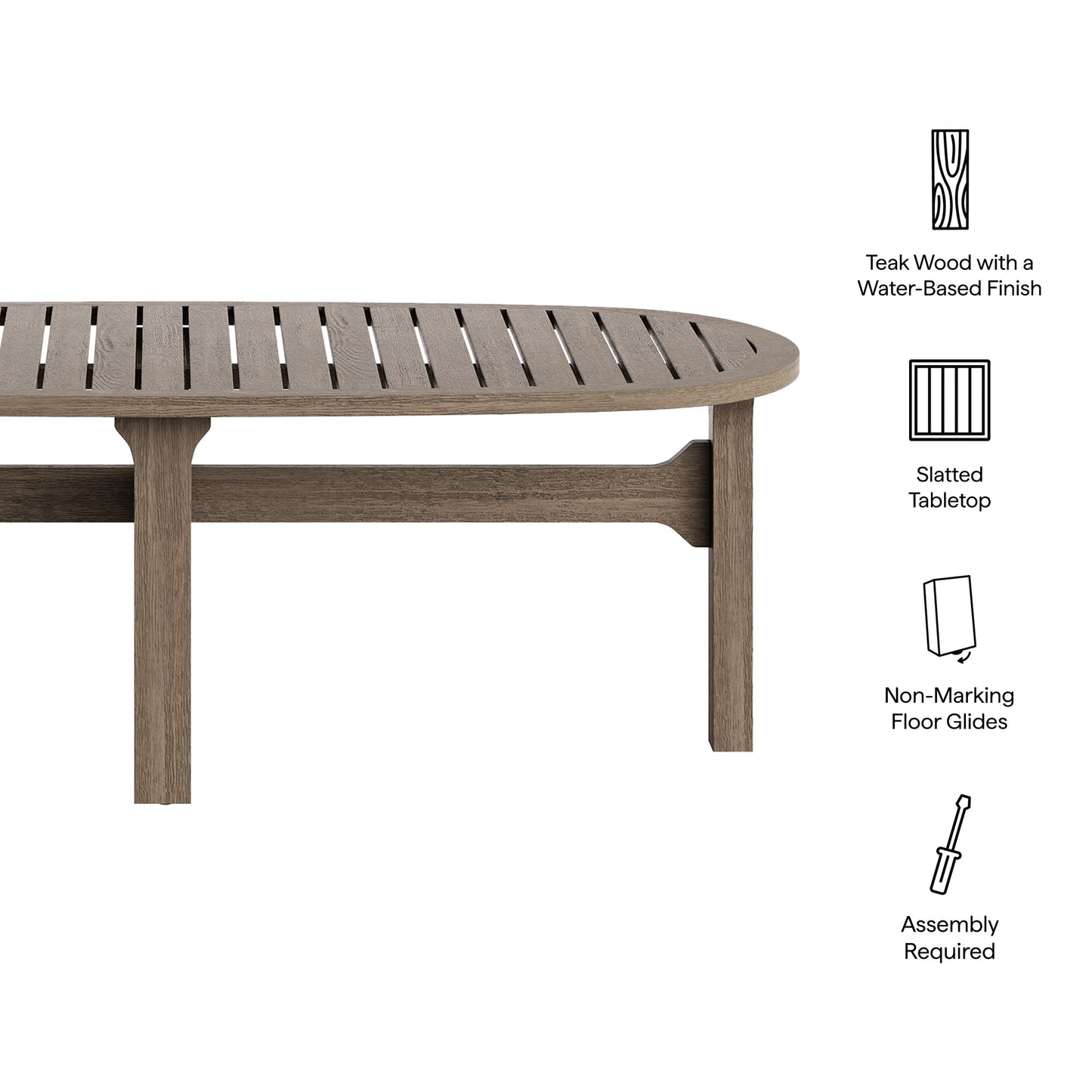 Saratoga Oval Teak and Outdoor Coffee Table