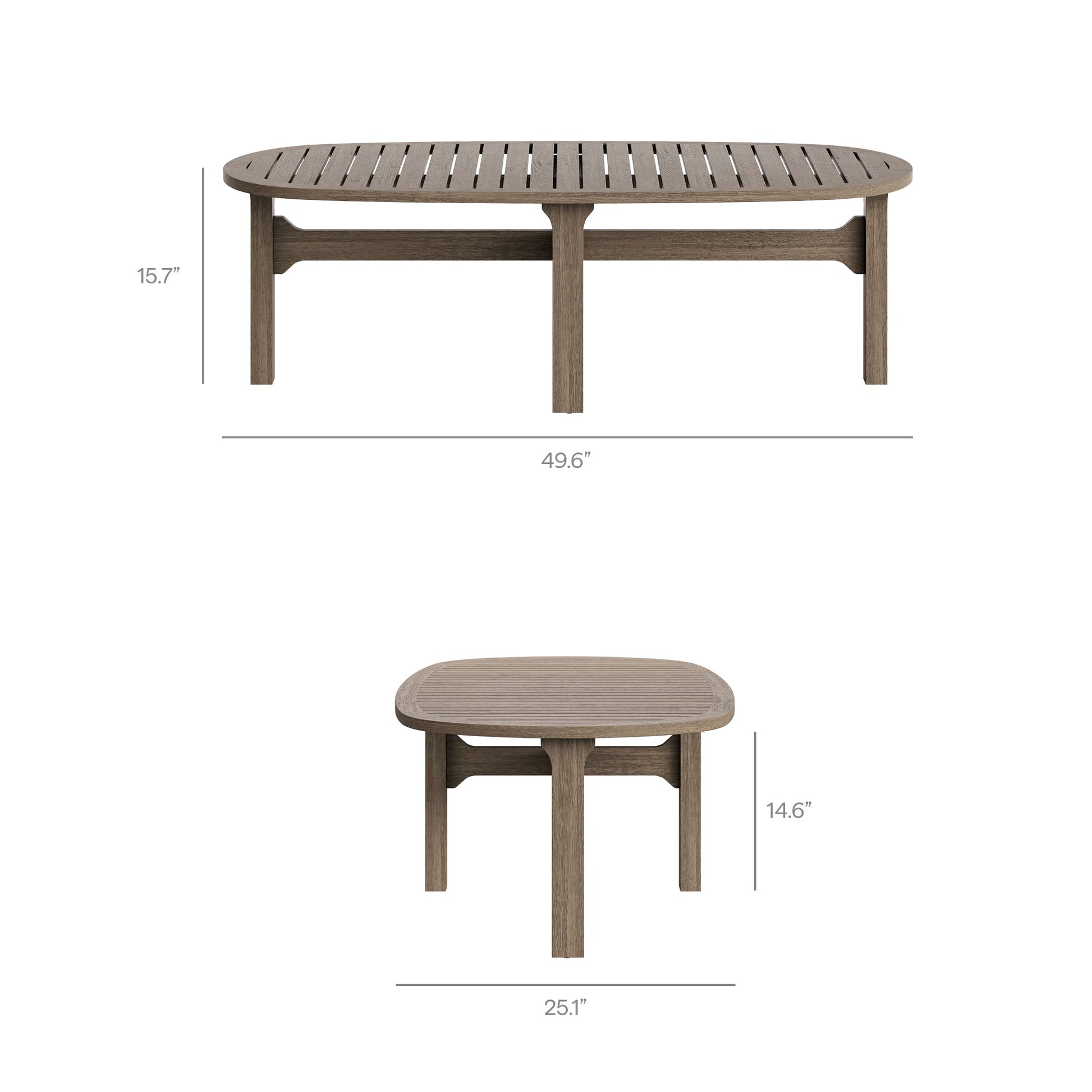 Saratoga oval teak outdoor coffee table with slatted top, natural finish on Tampa Home & Garden Store