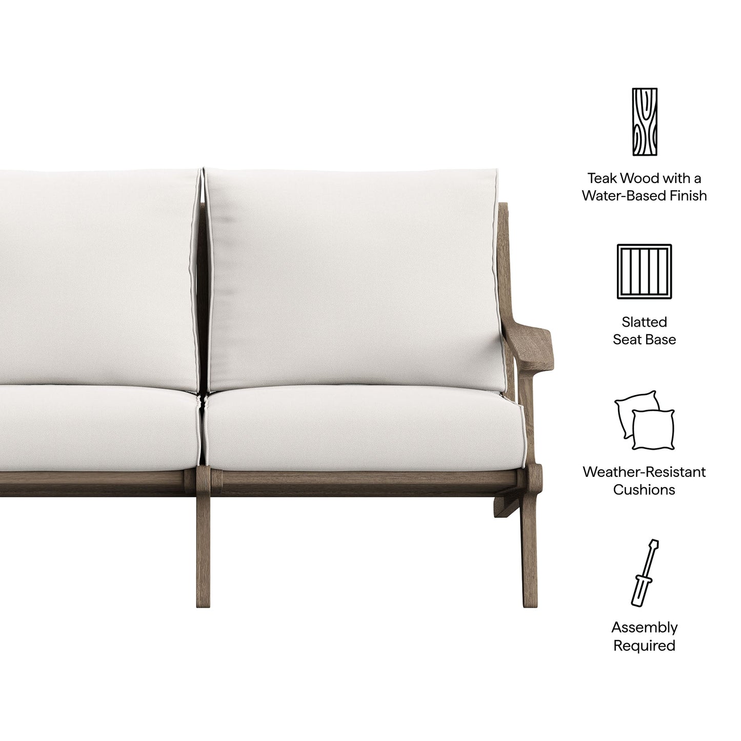 Saratoga Teak Wood Loveseat and Comfort Cushion