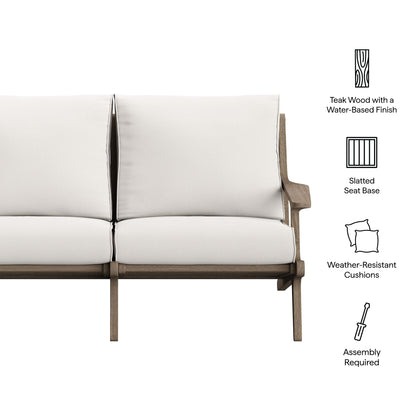Saratoga Teak Wood Loveseat and Comfort Cushion