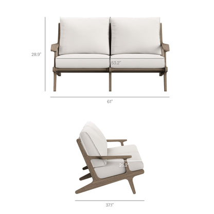 Saratoga Teak Wood Loveseat and Comfort Cushion