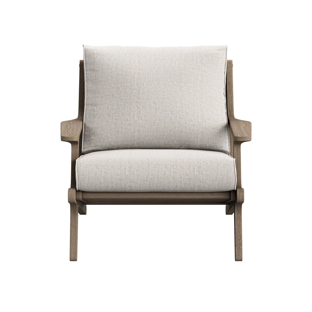 Saratoga outdoor teak wood chair and ottoman set with beige cushions, Modway patio seating on Tampa Home & Garden Store