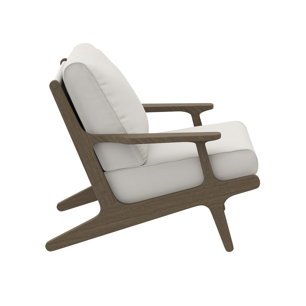 Modway Saratoga outdoor teak wood chair and ottoman set with light gray cushions on Tampa Home & Garden Store