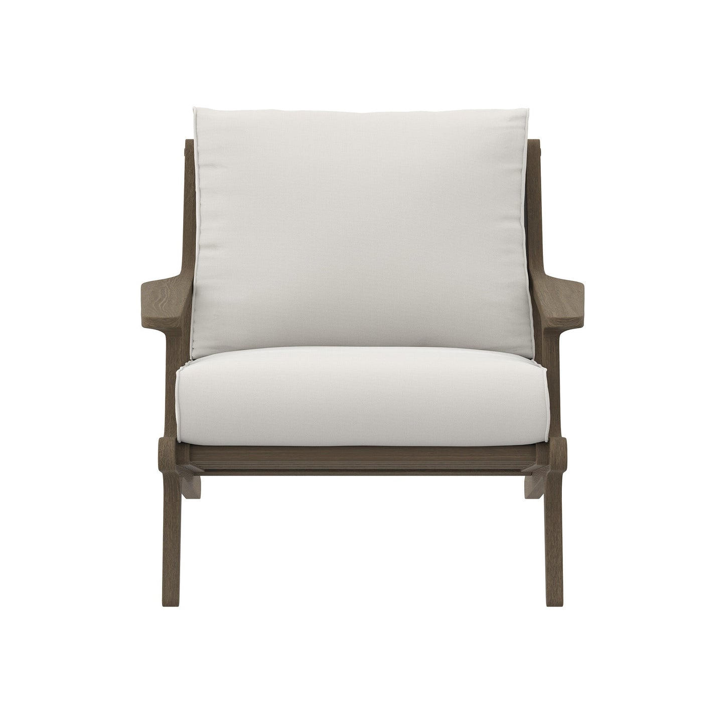 Saratoga outdoor teak wood armchair with white cushions by HouseOfZazla, outdoor furniture on Tampa Home & Garden Store