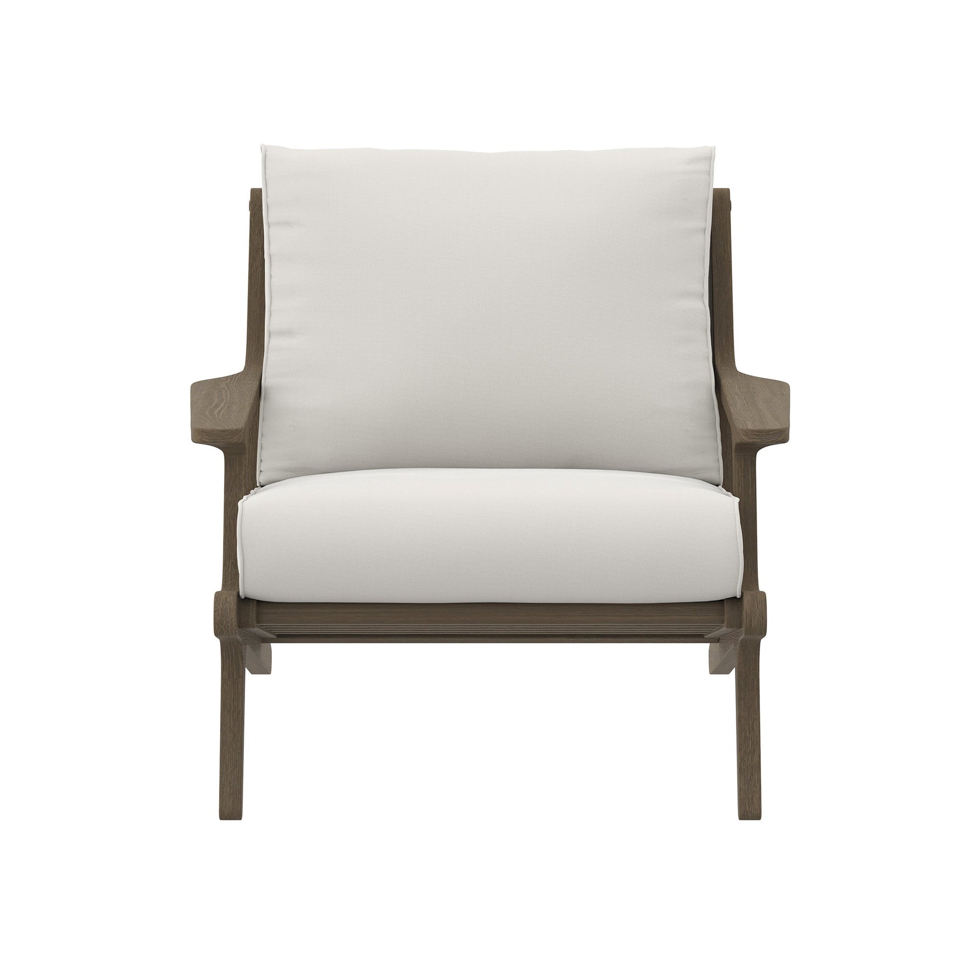 Saratoga outdoor teak wood armchair with white cushions by HouseOfZazla, outdoor furniture on Tampa Home & Garden Store