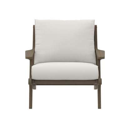 Saratoga outdoor teak wood armchair with white cushions by HouseOfZazla, outdoor furniture on Tampa Home & Garden Store