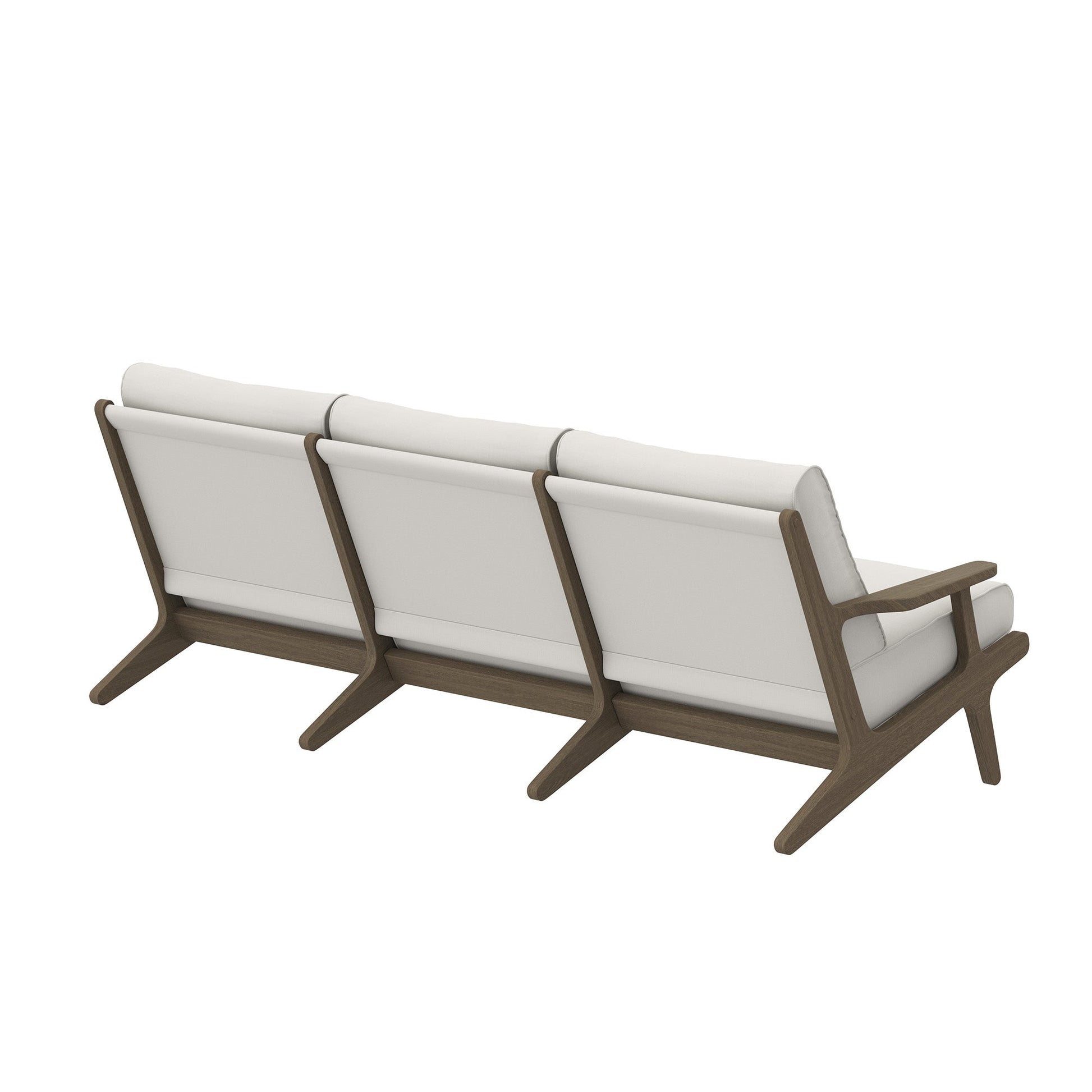 Saratoga Outdoor Patio Teak Sofa by Modway, white cushions, teak frame on Tampa Home & Garden Store