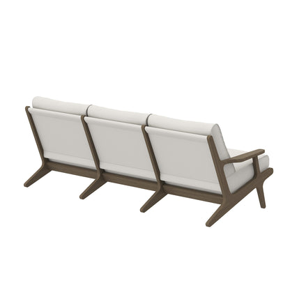 Saratoga Outdoor Patio Teak Sofa by Modway, white cushions, teak frame on Tampa Home & Garden Store
