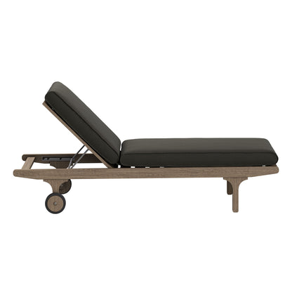 Saratoga outdoor teak chaise lounge chair with dark gray cushions on teak frame by Modway on Tampa Home & Garden Store