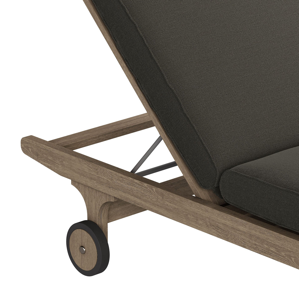 Saratoga outdoor teak chaise lounge chair by Modway with dark woven cushion on wood frame on Tampa Home & Garden Store
