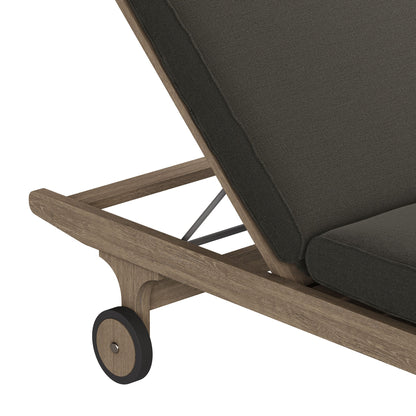 Saratoga outdoor teak chaise lounge chair by Modway with dark woven cushion on wood frame on Tampa Home & Garden Store