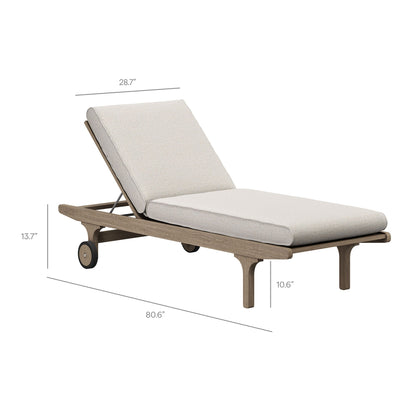Saratoga Outdoor Teak Chaise Lounge Chair, beige cushion on teak frame by HouseOfZazla on Tampa Home & Garden Store