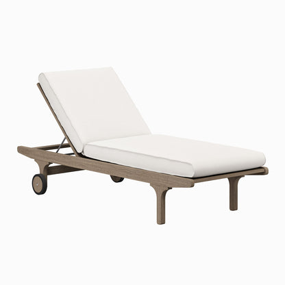 Saratoga outdoor teak chaise lounge chair with white cushions by HouseOfZazla on Tampa Home & Garden Store