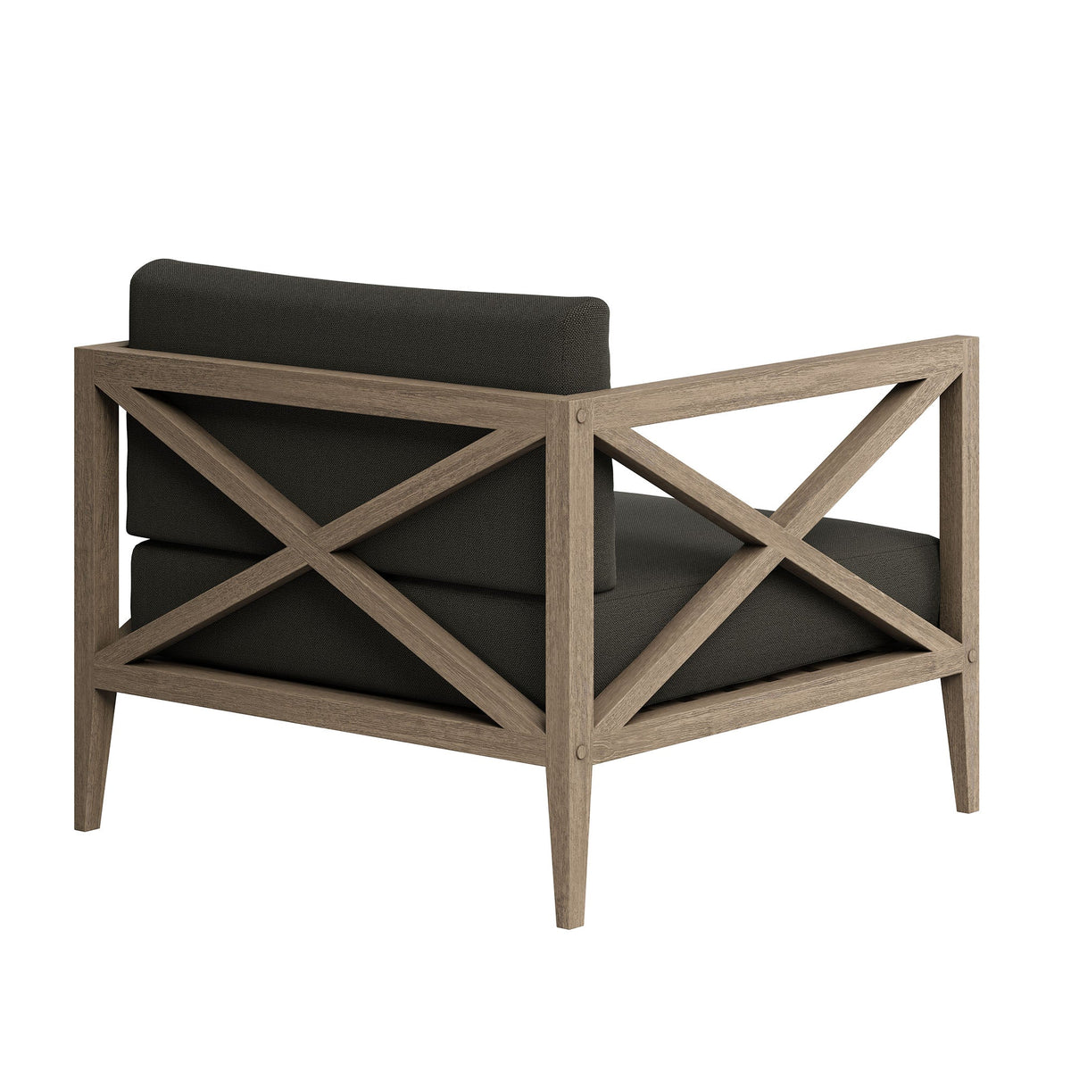 Northlake 5-Piece outdoor teak furniture set chair with dark gray cushion and cross-brace frame on Tampa Home & Garden Store