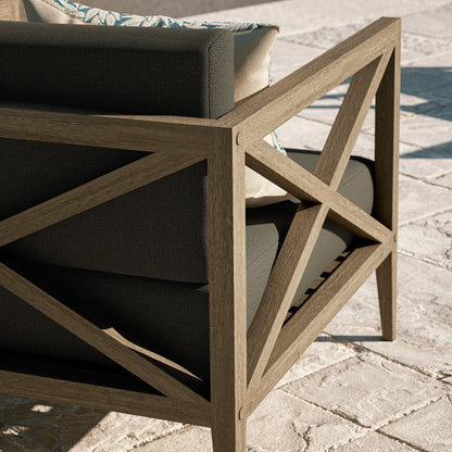 Northlake Outdoor Teak Armchair with dark cushions and teak frame by Modway on Tampa Home & Garden Store