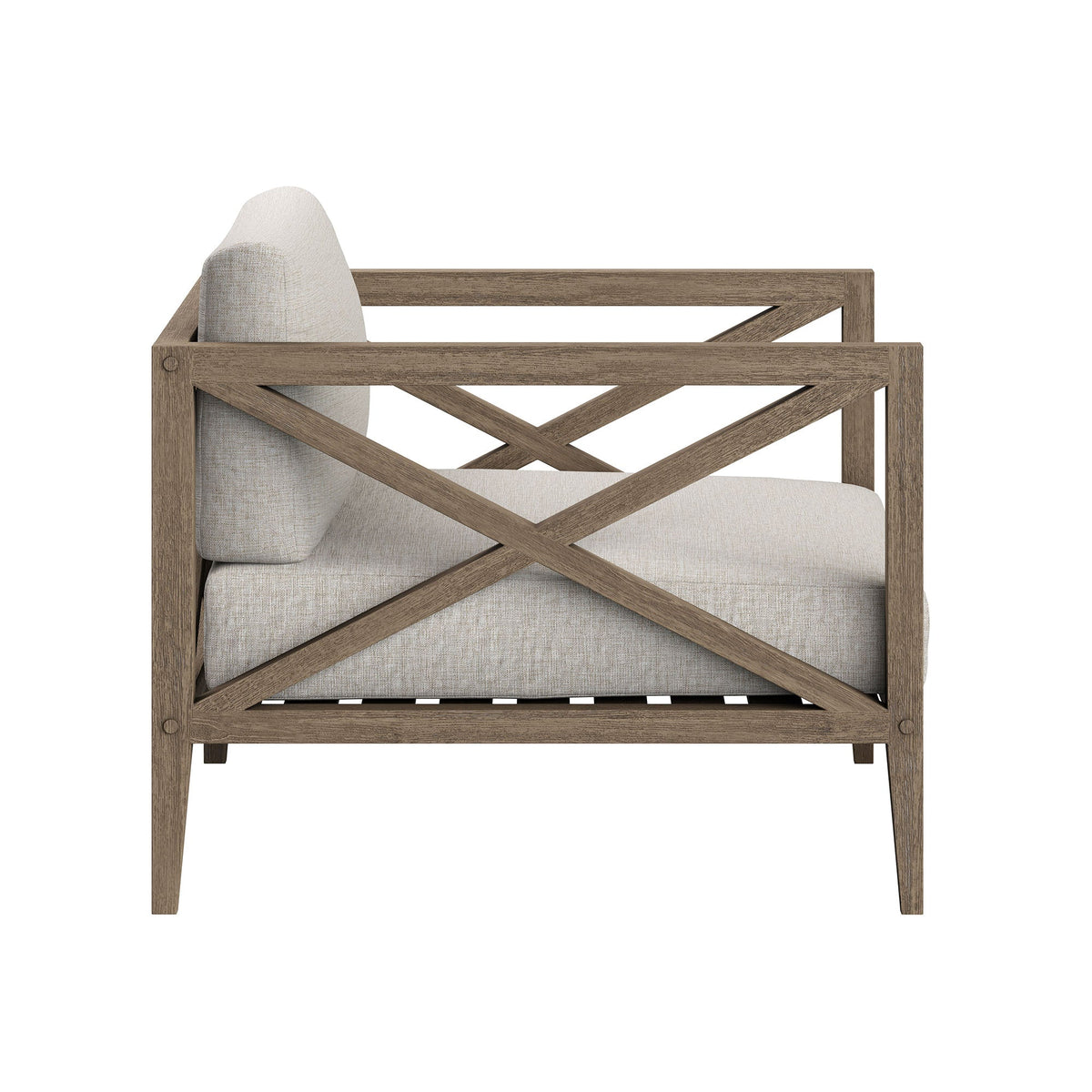 Northlake outdoor teak armchair by Modway beige fabric cushion and crossback lattice frame on Tampa Home & Garden Store