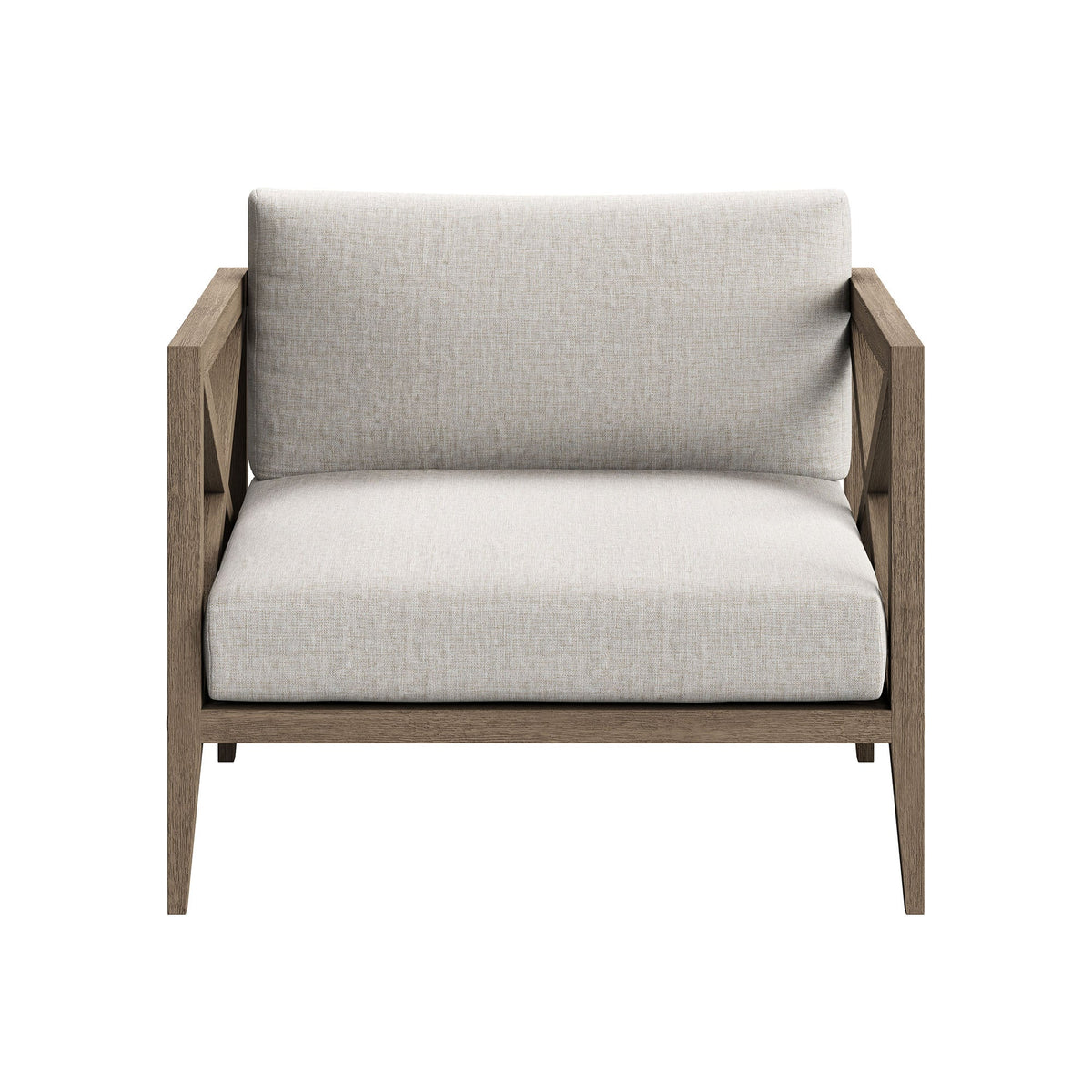 Northlake outdoor teak armchair by Modway with beige fabric cushions and solid wood frame on Tampa Home & Garden Store