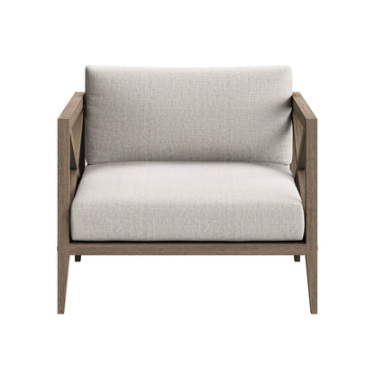 Northlake outdoor teak armchair by Modway with beige fabric cushions and solid wood frame on Tampa Home & Garden Store