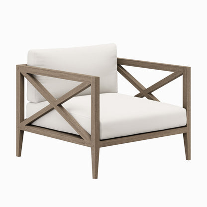 Northlake Outdoor Patio Teak Armchair with cream cushions and a natural teak frame by Modway on Tampa Home & Garden Store