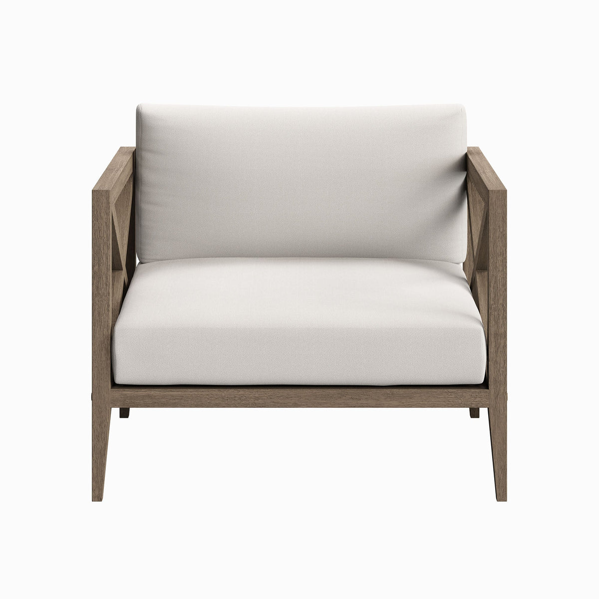 Northlake Outdoor Patio Teak Armchair by Modway with a natural teak frame and light gray cushions on Tampa Home & Garden Store