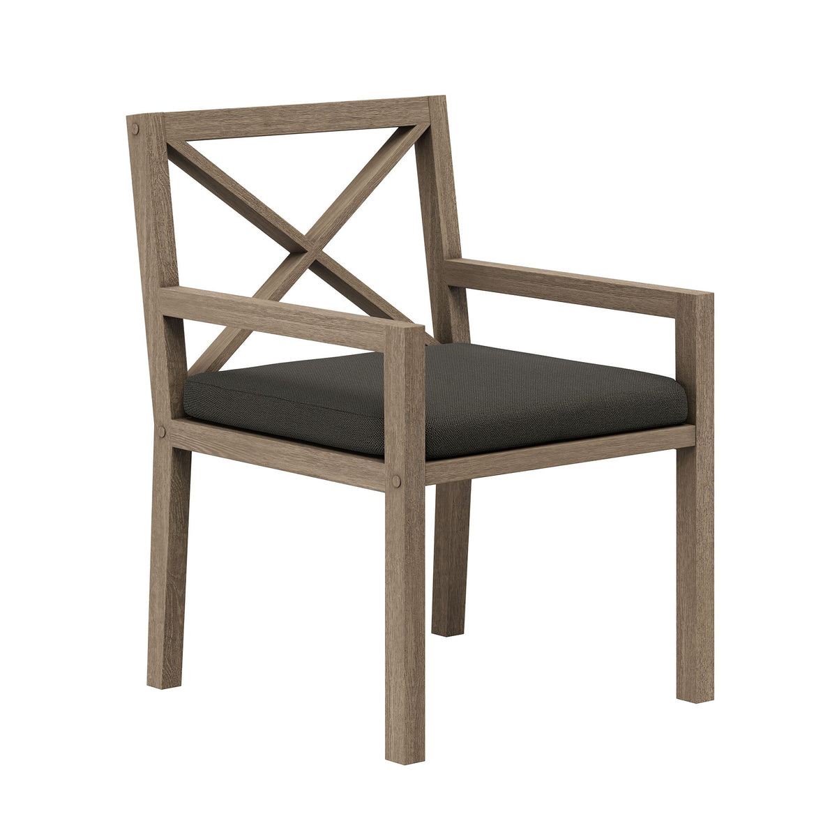 Northlake teak outdoor dining chair by Modway with X-back frame and dark cushion on Tampa Home & Garden Store