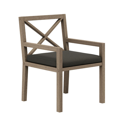 Northlake teak outdoor dining chair by Modway with X-back frame and dark cushion on Tampa Home & Garden Store