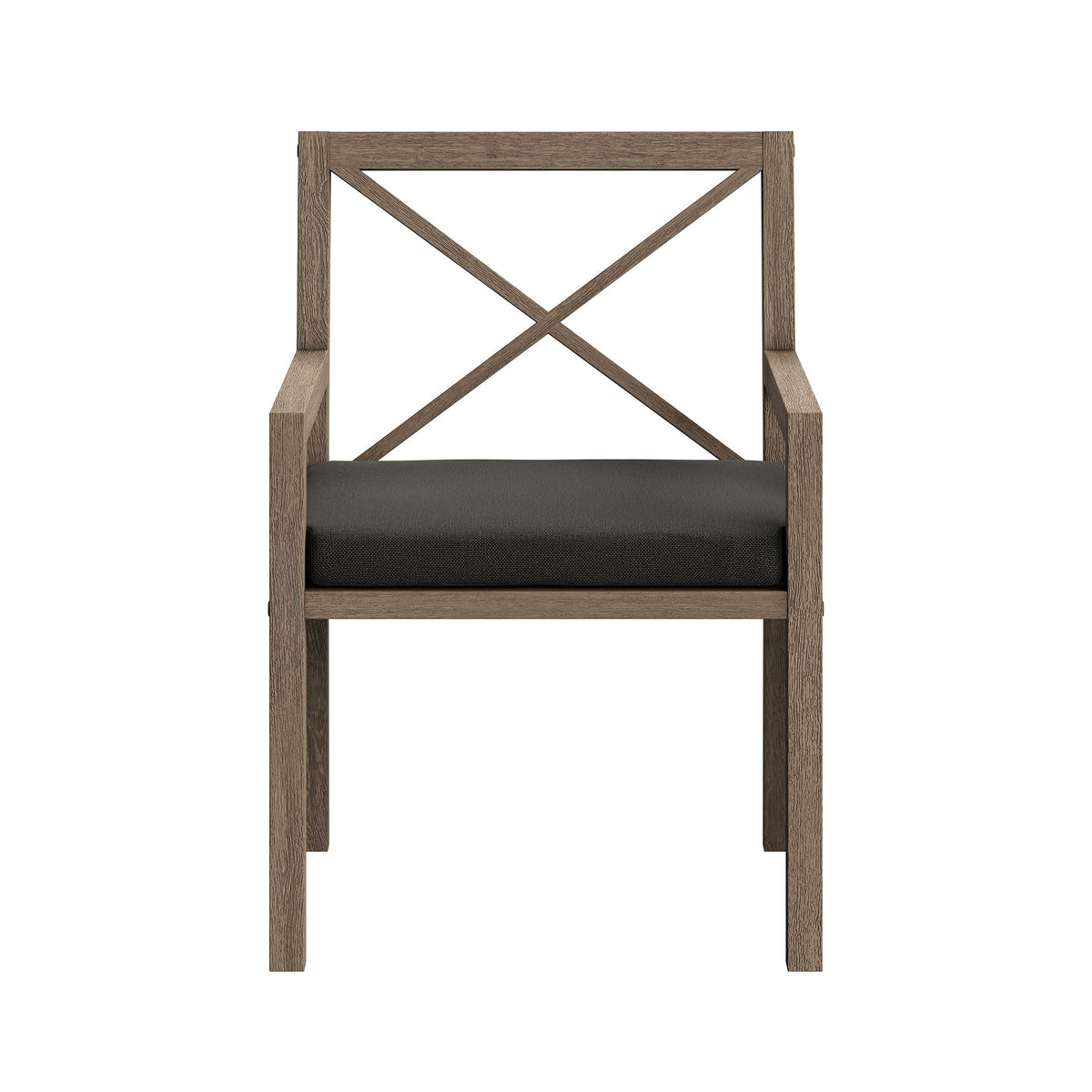 Modway Northlake teak wood outdoor dining chair with crossback X-brace and dark cushion on Tampa Home & Garden Store