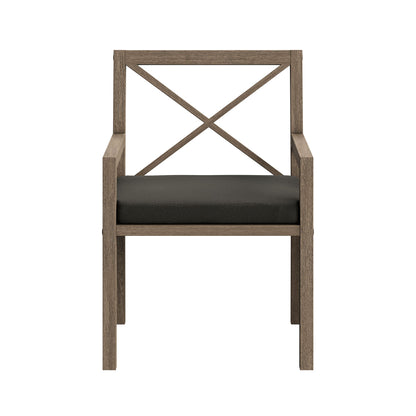 Modway Northlake teak wood outdoor dining chair with crossback X-brace and dark cushion on Tampa Home & Garden Store