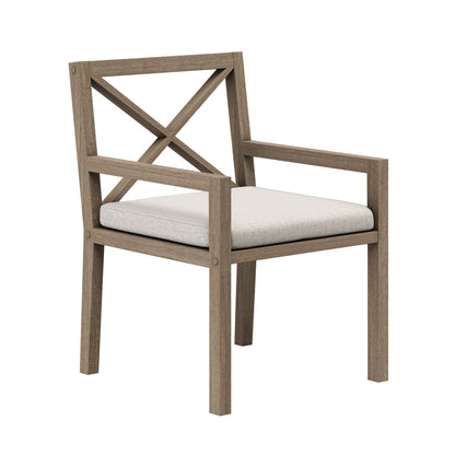 Northlake teak wood outdoor dining chair with beige cushion on Tampa Home & Garden Store