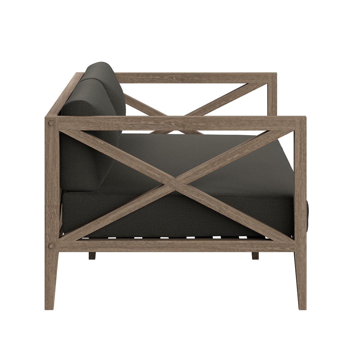 Northlake outdoor teak wood loveseat with dark gray cushions and lattice frame by Modway on Tampa Home & Garden Store