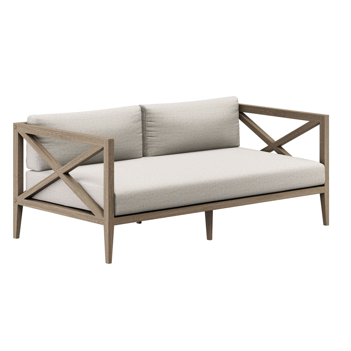 Northlake 5-Piece outdoor teak wood sofa set with beige cushions and cross-brace frame on Tampa Home & Garden Store
