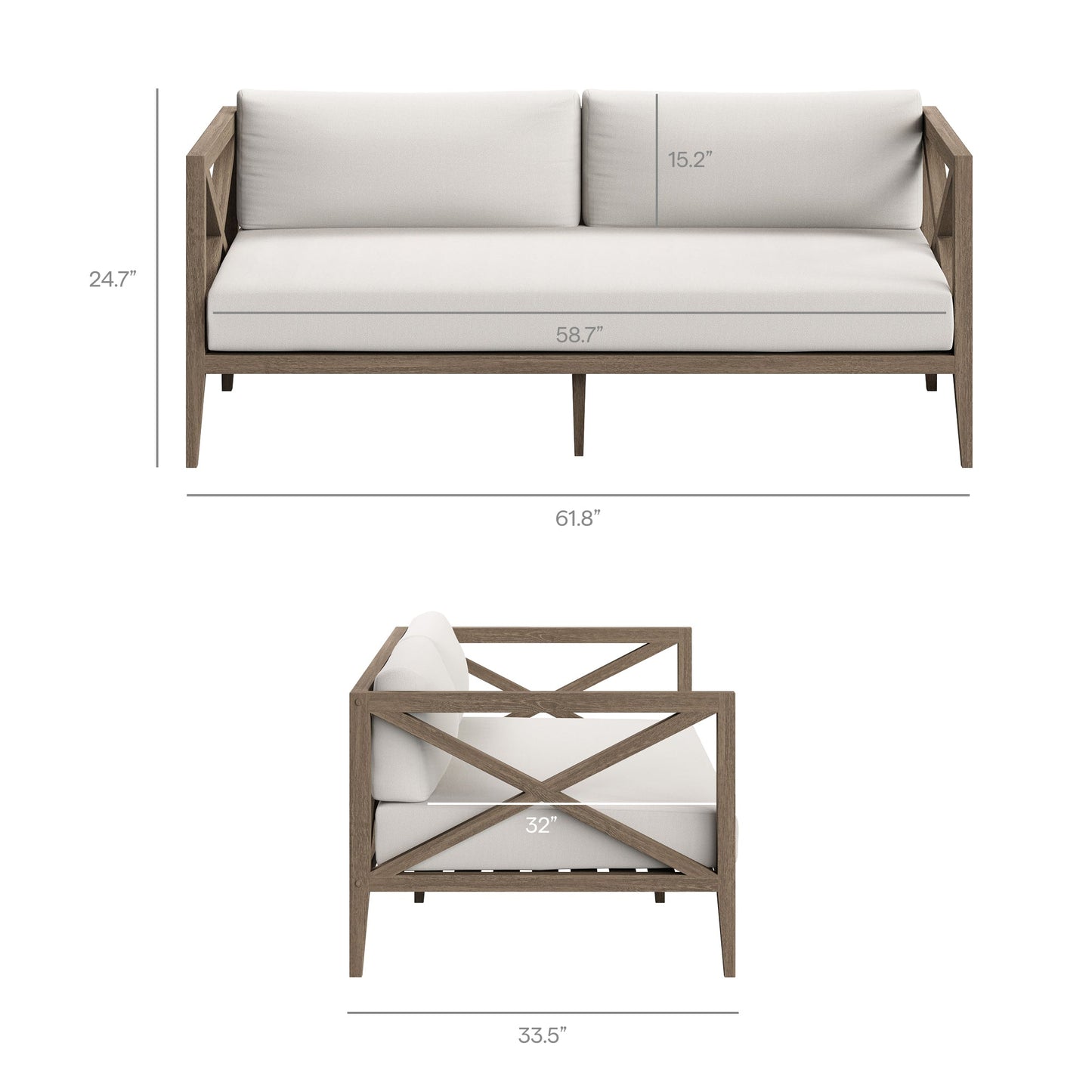 Modway Northlake Outdoor Teak Loveseat Set