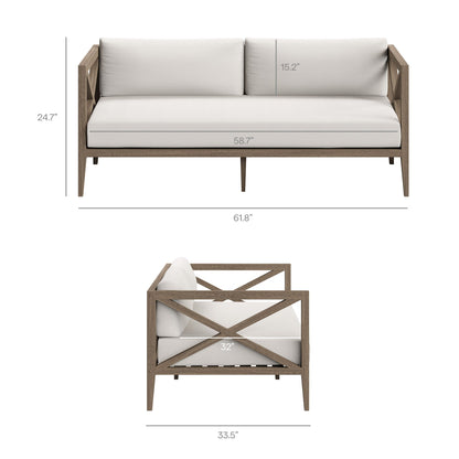 Modway Northlake Outdoor Teak Loveseat Set