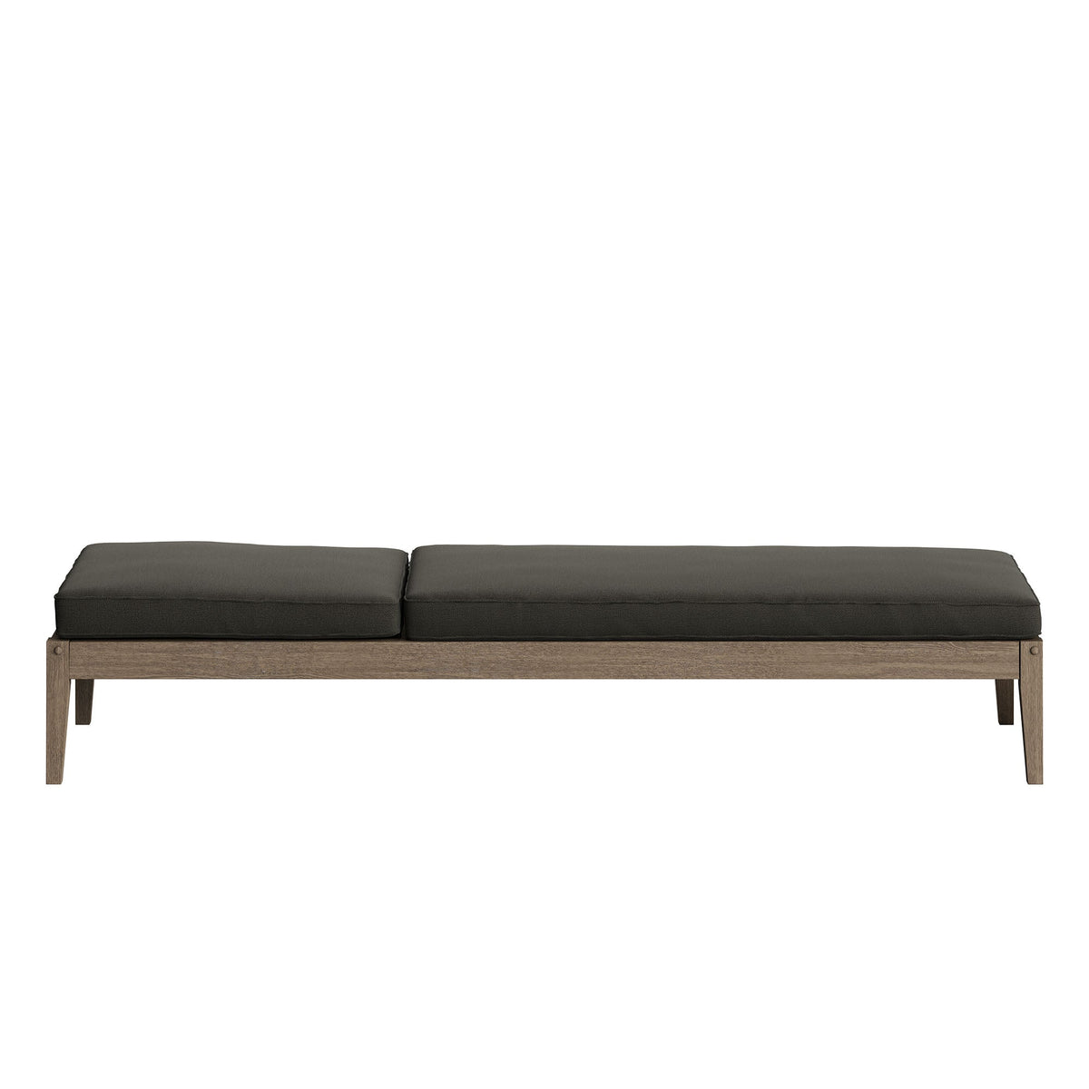 Northlake outdoor teak chaise lounge with dark gray cushions on a wood frame on Tampa Home & Garden Store