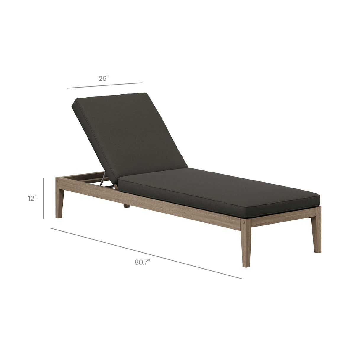 Northlake Outdoor Patio Teak Chaise Lounge by Modway with dark gray cushions and wood frame on Tampa Home & Garden Store