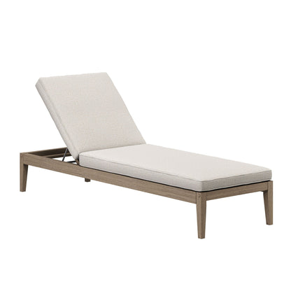 Northlake outdoor teak chaise lounge with beige cushions and adjustable backrest on Tampa Home & Garden Store