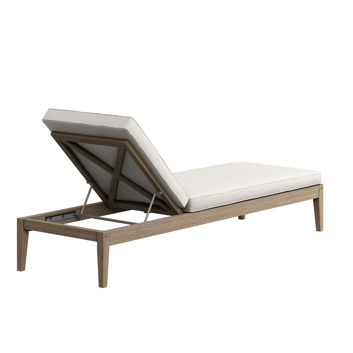 Northlake outdoor teak chaise lounge with adjustable backrest and beige cushion by Modway on Tampa Home & Garden Store