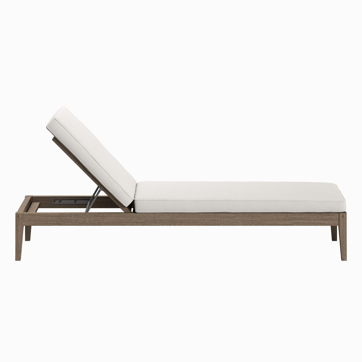 Northlake teak outdoor chaise lounge by Modway with white cushions and adjustable backrest on Tampa Home & Garden Store