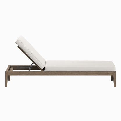 Northlake teak outdoor chaise lounge by Modway with white cushions and adjustable backrest on Tampa Home & Garden Store