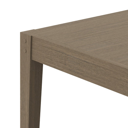 Northlake 83-inch rectangular outdoor teak dining table by Modway, corner showing wood grain on Tampa Home & Garden Store