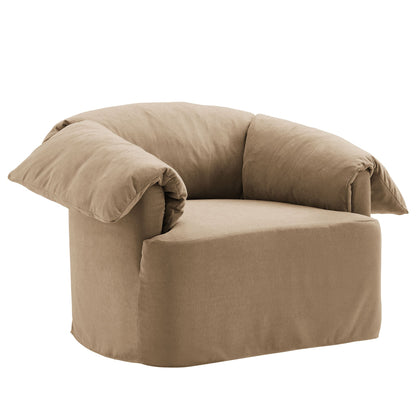 Lark Slipcovered Fabric Oversized Armchair in tan with plush cushions on Tampa Home & Garden Store