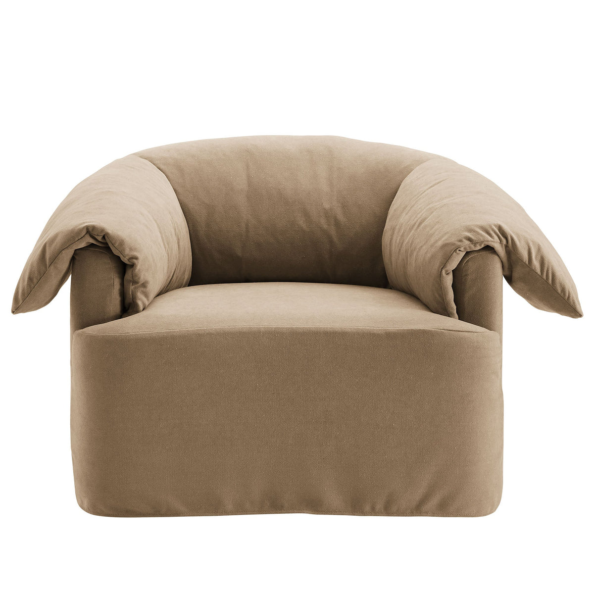Lark slipcovered oversized armchair by Modway in tan fabric with plush cushions on Tampa Home & Garden Store
