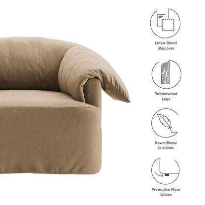 Lark Slipcovered Linen-Blend Armchair by Modway tan slipcover with rubberwood legs on Tampa Home & Garden Store