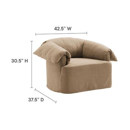 Lark Slipcovered Fabric Oversized Armchair by Modway in beige fabric with plush cushions on Tampa Home & Garden Store