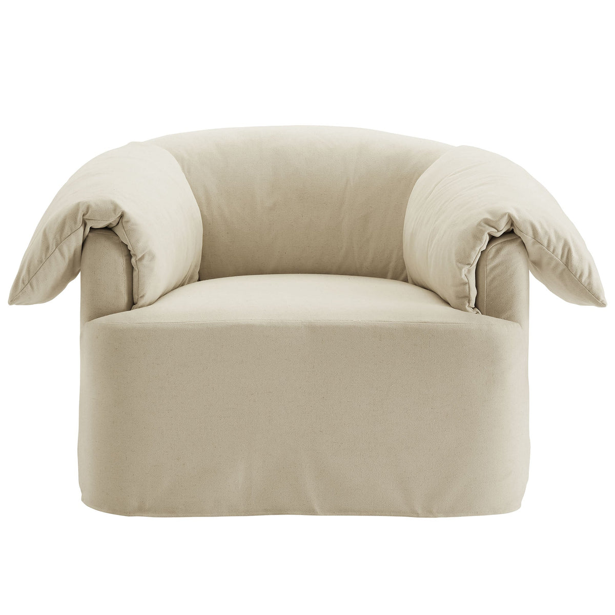 Lark Slipcovered Fabric Oversized Armchair in beige cream upholstery on Tampa Home & Garden Store